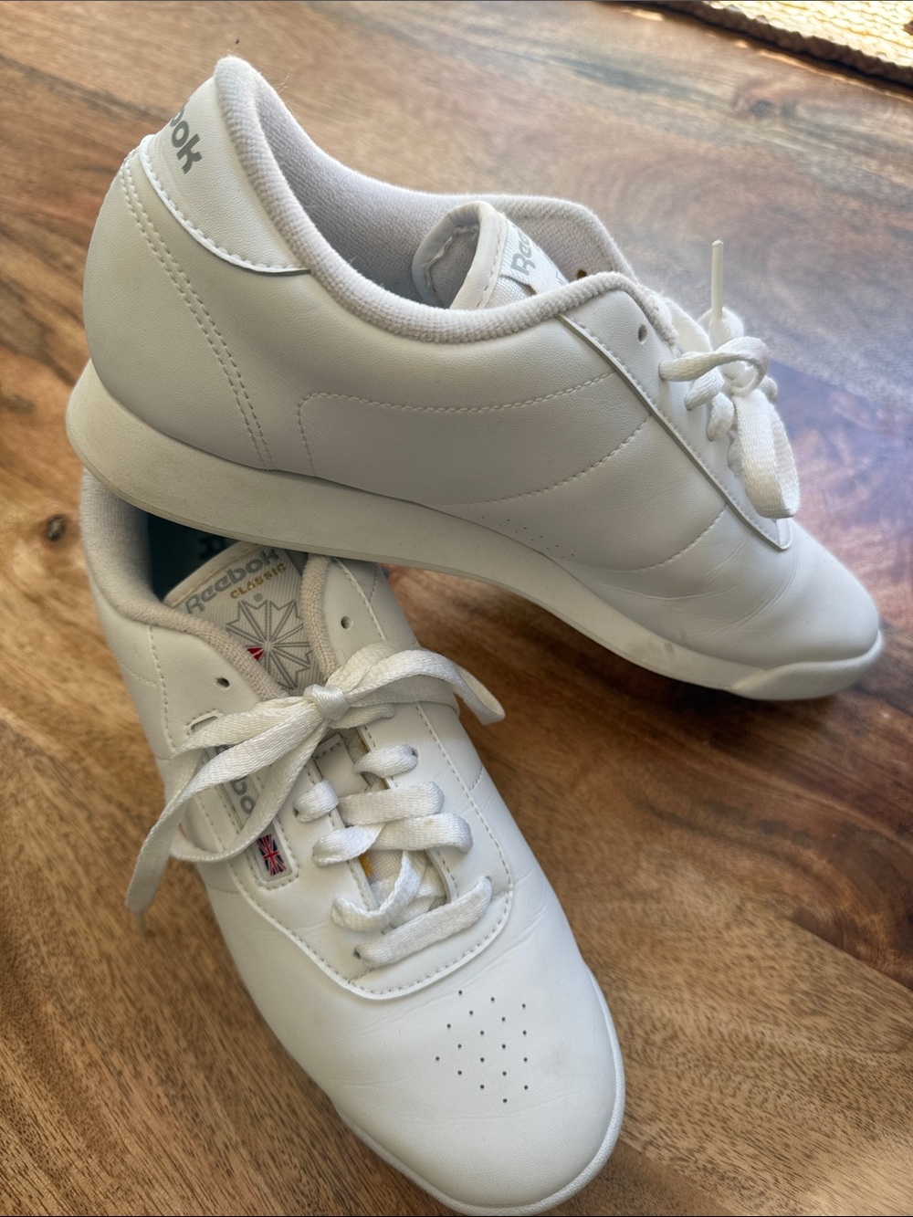 Reebok White Leather Sneakers with Red Logo Detail